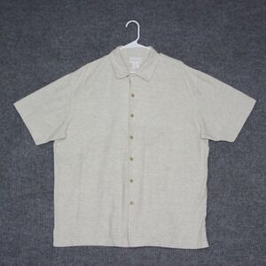 Vintage KING SIZE For Tall Big Men Heather Gray Short Sleeve Button Up Shirt XL